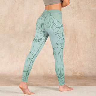 Buddha Gift Green Lotus Flower Print Sports Leggings Women's Yoga Pants