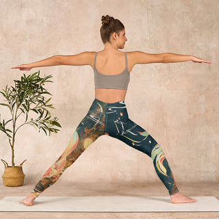 Buddha Gift Dark Slate Gray Double Koi Fish Sky Lantern Tower Exercise Leggings Women's Yoga Pants