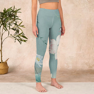 Buddha Gift Lotus Leaf Bird Print Gym Leggings Women's Yoga Pants