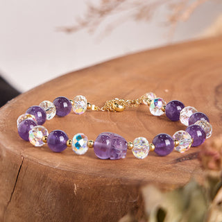 Buddha Gift Natural Amethyst Pixiu Crystal Balance Bracelet