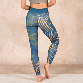 Buddha Gift Gray Golden Koi Fish Lotus Print Gym Leggings Women's Yoga Pants