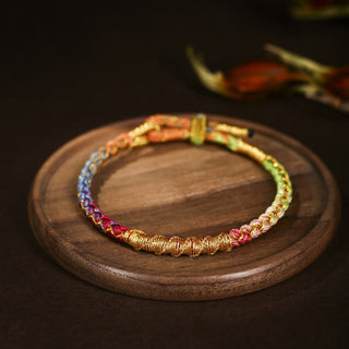 Buddha Gift Tibetan Colorful Gold Thread Dragon Scale Knot Protection Braided Bracelet