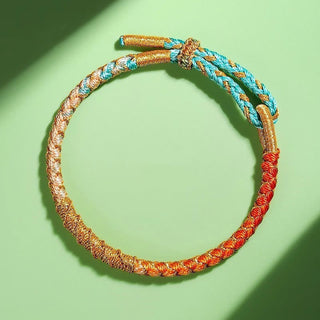Buddha Gift Tibetan Colorful Gold Thread Dragon Scale Knot Protection Braided Bracelet