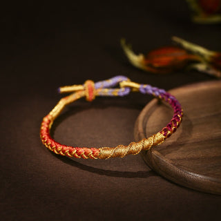 Buddha Gift Tibetan Colorful Gold Thread Dragon Scale Knot Protection Braided Bracelet