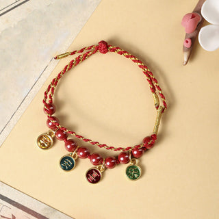 Buddha Gift Cinnabar Peace And Joy Red String Adjustable Blessing Braided Bracelet