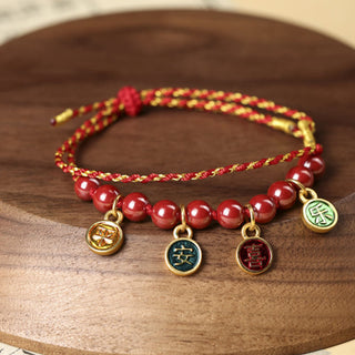 Buddha Gift Cinnabar Peace And Joy Red String Adjustable Blessing Braided Bracelet
