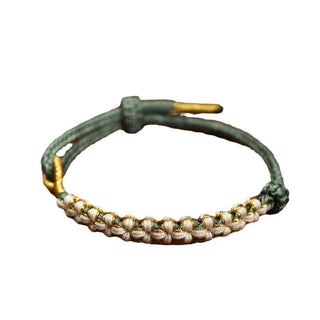 Buddha Gift Tibetan Gold Thread Colorful Peach Blossom Knot Connection Braided Bracelet
