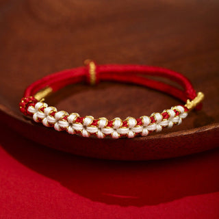 Buddha Gift Tibetan Gold Thread Colorful Peach Blossom Knot Connection Braided Bracelet