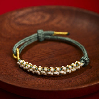 Buddha Gift Tibetan Gold Thread Colorful Peach Blossom Knot Connection Braided Bracelet