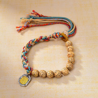 Buddha Gift Tibetan Colored Rope Bodhi Seed Zakiram Goddess Of Wealth Adjustable Protection Bracelet