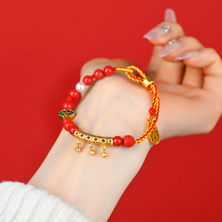Buddha Gift Cinnabar Red String Bell Ruyi Brand Calm Bracelet