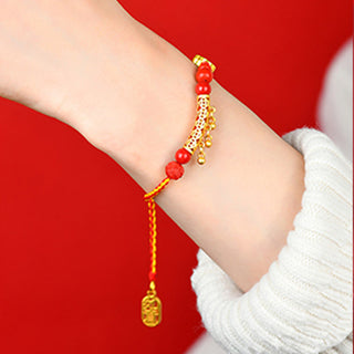 Buddha Gift Cinnabar Red String Bell Ruyi Brand Calm Bracelet
