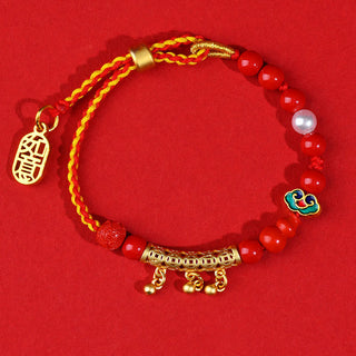 Buddha Gift Cinnabar Red String Bell Ruyi Brand Calm Bracelet