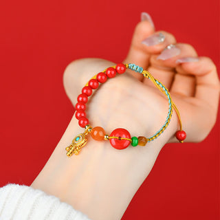 Buddha Gift Cinnabar String Peace Buckle Blessing Bracelet