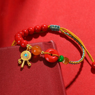 Buddha Gift Cinnabar String Peace Buckle Blessing Bracelet