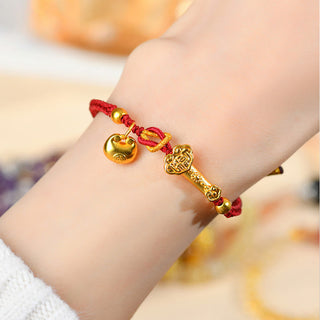 Buddha Gift Red String Fu Character Ingot Ruyi Stick Luck Braided Bracelet