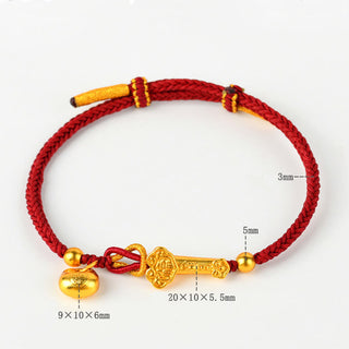 Buddha Gift Red String Fu Character Ingot Ruyi Stick Luck Braided Bracelet
