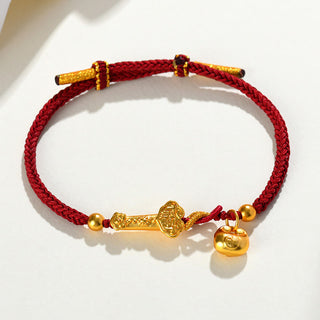 Buddha Gift Red String Fu Character Ingot Ruyi Stick Luck Braided Bracelet