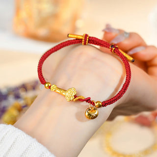 Buddha Gift Red String Fu Character Ingot Ruyi Stick Luck Braided Bracelet