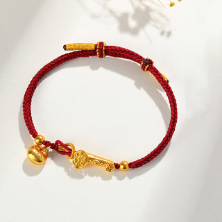 Buddha Gift Red String Fu Character Ingot Ruyi Stick Luck Braided Bracelet