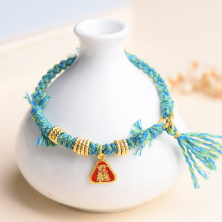 Buddha Gift Tibetan String Zakiram Goddess Of Wealth Flower Tassel Protection Bracelet