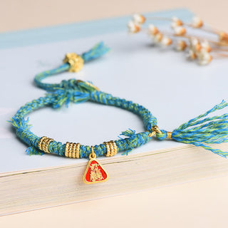Buddha Gift Tibetan String Zakiram Goddess Of Wealth Flower Tassel Protection Bracelet