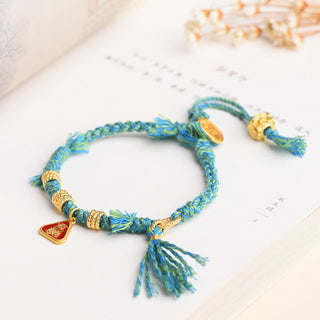 Buddha Gift Tibetan String Zakiram Goddess Of Wealth Flower Tassel Protection Bracelet