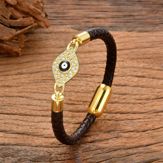 Buddha Gift Evil Eye Protection Leather Metal Buckle Bracelet