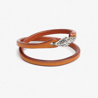 Buddha Gift 925 Sterling Silver Leather Multi-turn Protection Bracelet