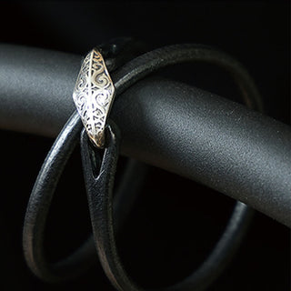 Buddha Gift 925 Sterling Silver Leather Multi-turn Protection Bracelet