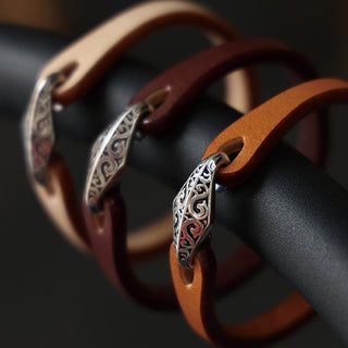 Buddha Gift 925 Sterling Silver Leather Multi-turn Protection Bracelet