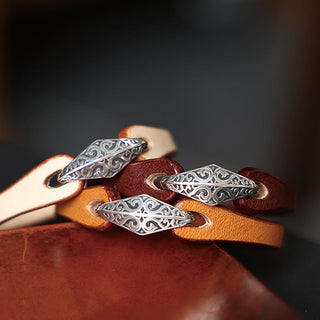 Buddha Gift 925 Sterling Silver Leather Multi-turn Protection Bracelet