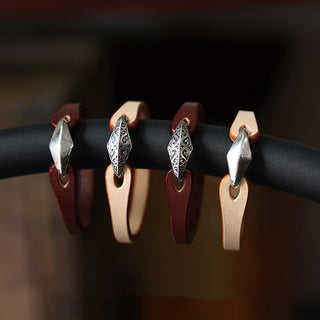 Buddha Gift 925 Sterling Silver Leather Multi-turn Protection Bracelet