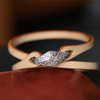 Buddha Gift 925 Sterling Silver Leather Multi-turn Protection Bracelet