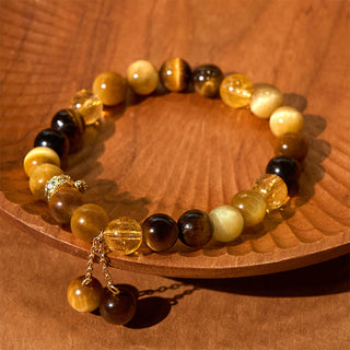 Buddha Gift Year of the Snake Tiger Eye Citrine Protection Bracelet