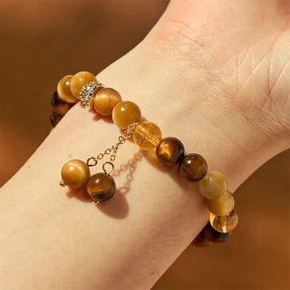 Buddha Gift Year of the Snake Tiger Eye Citrine Protection Bracelet