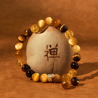 Buddha Gift Year of the Snake Tiger Eye Citrine Protection Bracelet