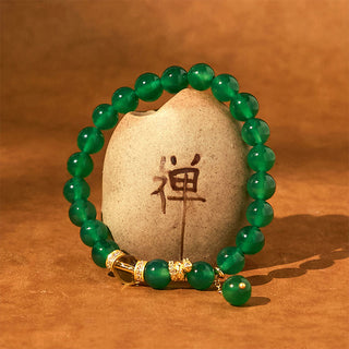 Buddha Gift Year of the Snake Green Agate Citrine Power Bracelet