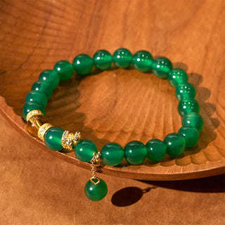 Buddha Gift Year of the Snake Green Agate Citrine Power Bracelet