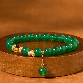 Buddha Gift Year of the Snake Green Agate Citrine Power Bracelet