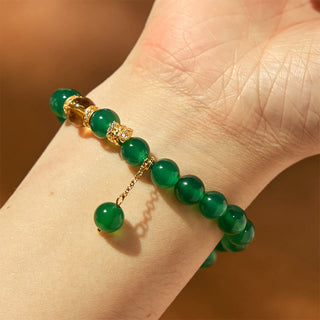 Buddha Gift Year of the Snake Green Agate Citrine Power Bracelet