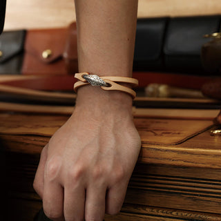 Buddha Gift 925 Sterling Silver Leather Multi-turn Protection Bracelet