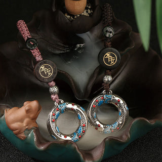 Buddha Gift Double Koi Fish Peace Buckle Safe And Well Luck Key Chain