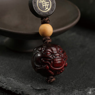 Buddha Gift Small Leaf Red Sandalwood PiXiu Safe and Well Protection Key Chain