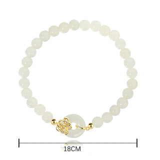 Buddha Gift 925 Sterling Silver Natural Hetian Jade Autumn Chrysanthemum Peace Buckle Prosperity Bracelet