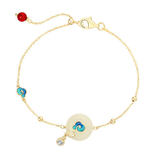 Buddha Gift 925 Sterling Silver Natural Hetian Jade Auspicious Clouds Abundance Bracelet