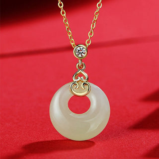 Buddha Gift 925 Sterling Silver Natural Hetian Jade Gourd Peace Buckle Zircon Luck Bracelet Necklace Pendant Earrings