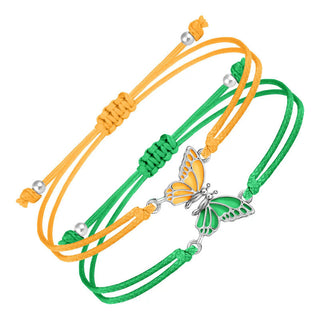 Buddha Gift 2Pcs Handmade Braided Rope Butterfly Freedom Bracelet