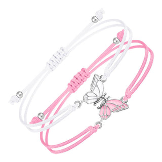 Buddha Gift 2Pcs Handmade Braided Rope Butterfly Freedom Bracelet