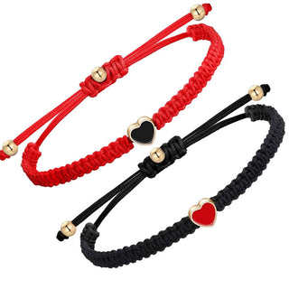 Buddha Gift 2Pcs Handmade Braided Rope Love Heart Luck Couple Bracelet